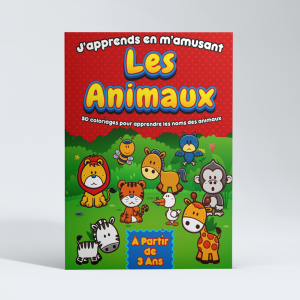 Livre de coloriage avec le nom des animaux pour enfants.